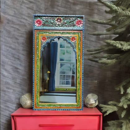 Hand-Painted Wooden Carved Mirror Living Room Decor Hand-Painted Wooden Carved Mirror Living Room Decor