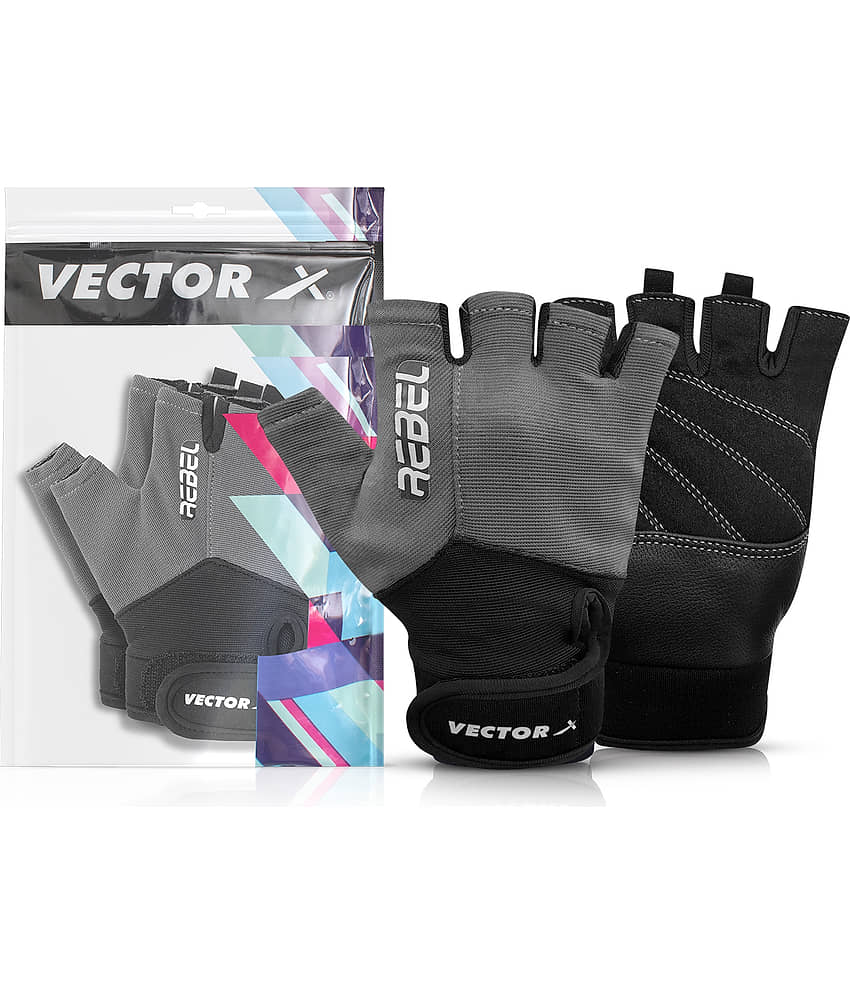 Vector X - Rebel Unisex Polyester Gym Gloves For Beginners Fitness Training and Workout With Half-Finger Length