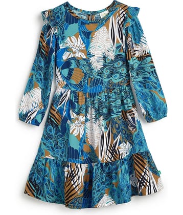 Juscubs Cotton Fit And Flare Dress For Girls ( Pack of 1 , Blue )