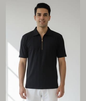 Dollar Men Polyester Regular Fit Solid T-Shirt ( Black )