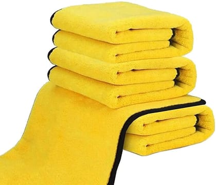 Auto Hub Heavy Microfiber Cloth for Car Cleaning and Detailing, Double Sided, Extra Thick Plush Microfiber Towel Lint-Free, 800 GSM (Size 40cm x 40cm)/Pack of 3, Color: Yellow Auto Hub Heavy Microfiber Cloth for Car Cleaning and Detailing, Double Sided, Extra Thick Plush Microfiber Towel Lint-Free, 800 GSM (Size 40cm x 40cm)/Pack of 3, Color: Yellow
