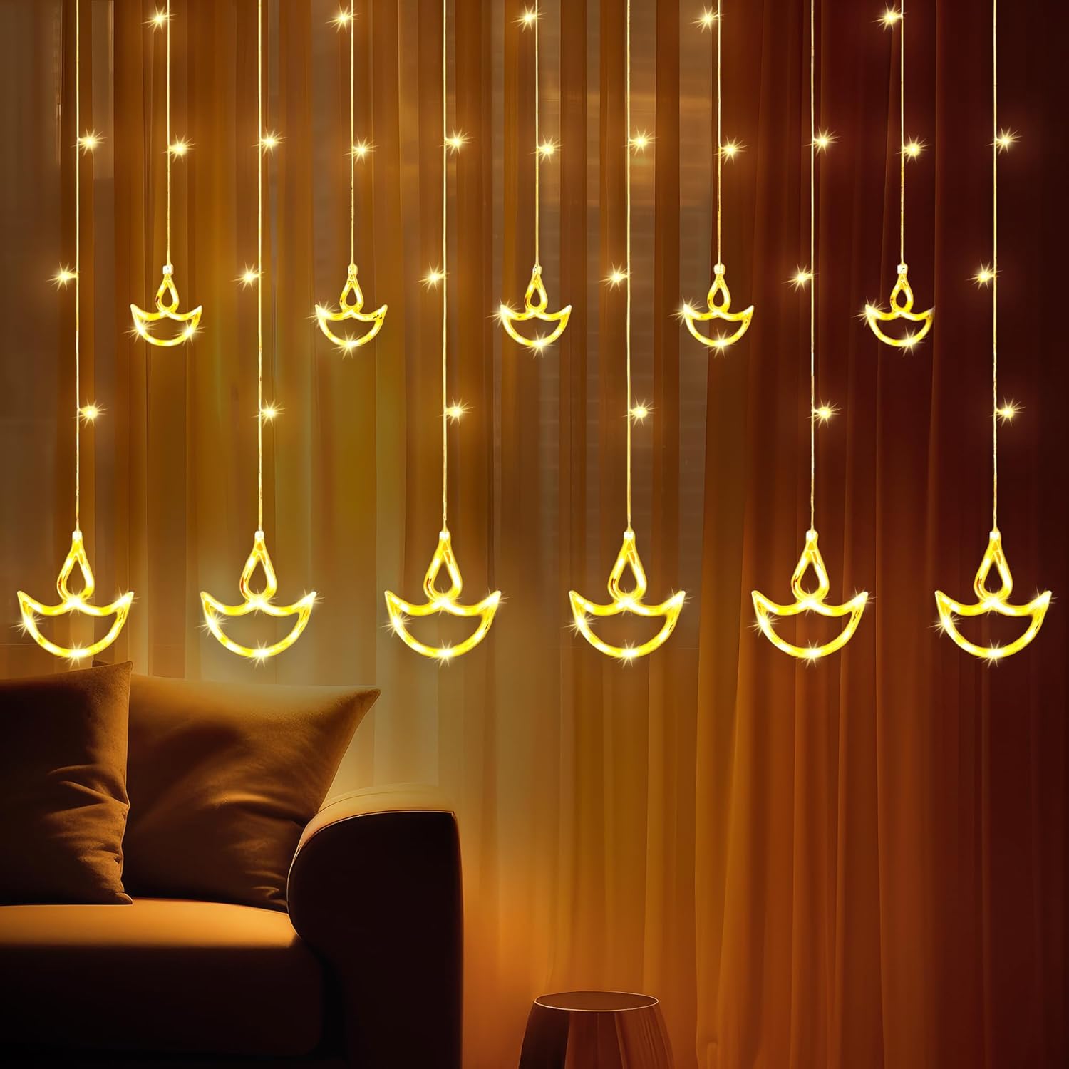 GLOWSERIE Festive Golden Moon Hanging Light Decor