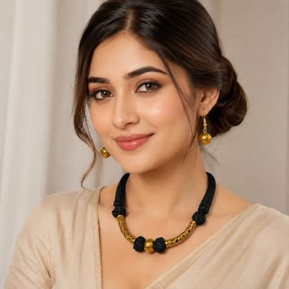 Handmade Oxidised Gold Black Jewellery Set for Women Casual Wear