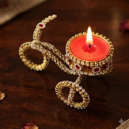 Handmade Brass Decorated Cycle Tea Light Candle Holder