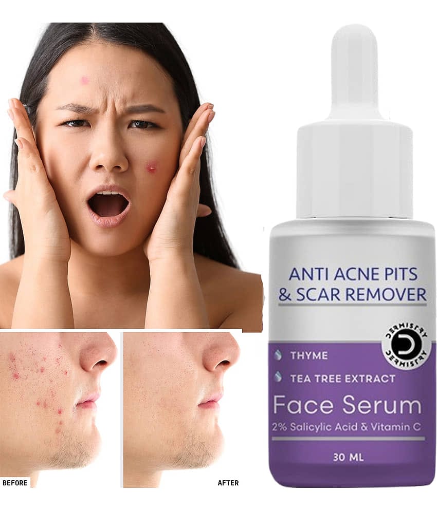 Dermistry Anti Acne 2% Salicylic Acid Niacinamide Vitamin C Oil Control Face Serum for Acne Prone Oily Skin Fight Pimples Blackheads Whitehead Pits Scars Spots Remover Open Pores Men Women Use Soap Body Wash Removal Pigmentation Cream Gel Facial Kit Pack