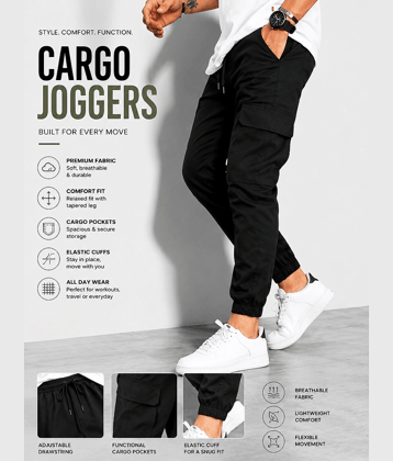 Forbro Black Polyester Men's Sports Trackpants ( Pack of 1 )