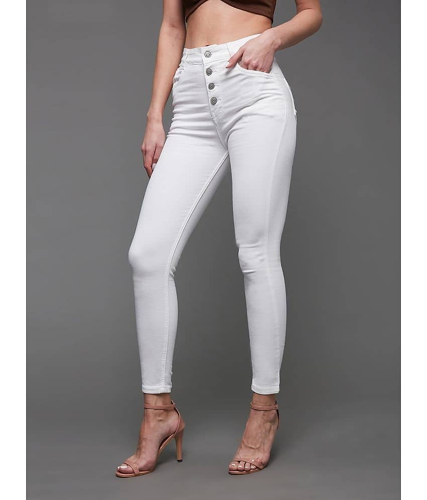 Miss Chase - White Denim Skinny Fit Women's Jeans ( Pack of 1 )
