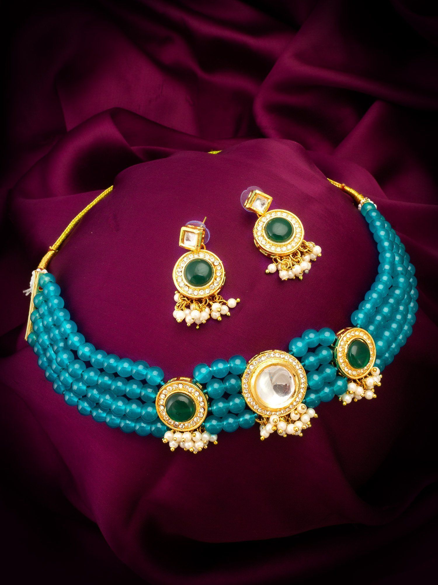Morison Alluring Gold Necklace Set with Earrings Perfect for Every Occasion