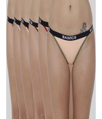 BASIICS By La Intimo Pack of 6 Cotton Lycra Solid Women's No Panty Line ( Multicolor ) BCPBR090F