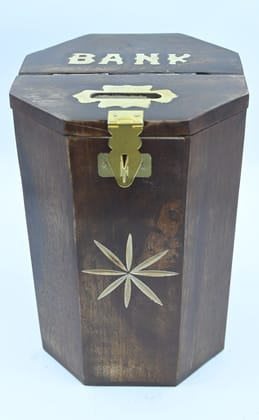 Handcrafted Wooden Coin Bank Box