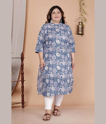 Avnii Women Cotton Printed A-line Kurti ( Blue )