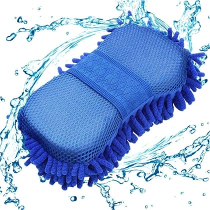 Blue Car Wash Sponge - Microfiber & Mesh for Superior Cleaning