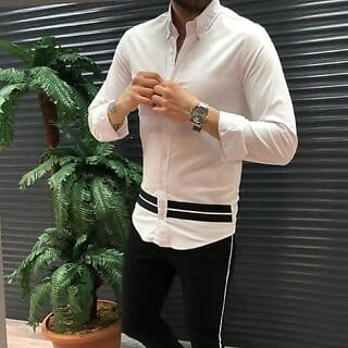 Fashlook Solid Curved Collar Regular Fit Cotton Blend Casual White Shirt For Mens Fashlook Solid Curved Collar Regular Fit Cotton Blend Casual White Shirt For Mens
