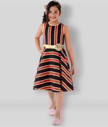Kids Cave Crepe A-line Dress For Girls ( Pack of 1 , Orange )