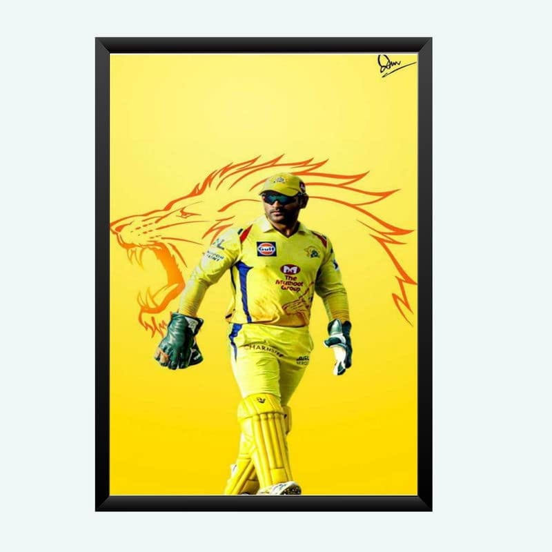 Nokkes Cricket IPL M.S Dhoni CSK Chennai Super King Team Photo Frame 8X12 Inch Size Photo Frame Photo Home Office_msd33