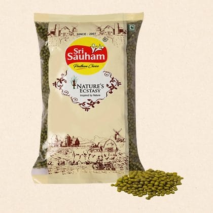Sri Sauham Moong Sabut, Unpolished Whole Green Gram - 500G