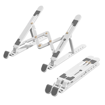 Portronics My Buddy K Lite Foldable Laptop Stand | Adjustable Height Ergonomic Laptop Riser | Anti-Slip Silicone Pads | Lightweight ABS Build | Supports Up to 5kg | Compatible with Laptops & MacBooks (Random Color)