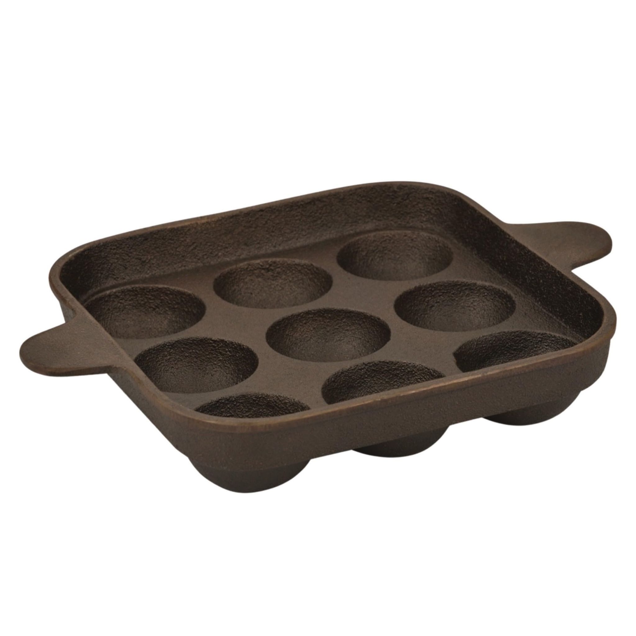 RK Sayti Cast Iron Square Paniyaram Pan with 9 Pits, Pre-Seasoned, Gas Stove and Induction Compatible
