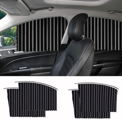 4Pcs Universal Magic Car Window Sun Shades Curtain UV Protection, Heat Insulation, Privacy Screen for Cars, SUVs & MPVs (Easy Install Static Cling Design) 4Pcs Universal Magic Car Window Sun Shades Curtain UV Protection, Heat Insulation, Privacy Screen for Cars, SUVs & MPVs (Easy Install Static Cling Design)