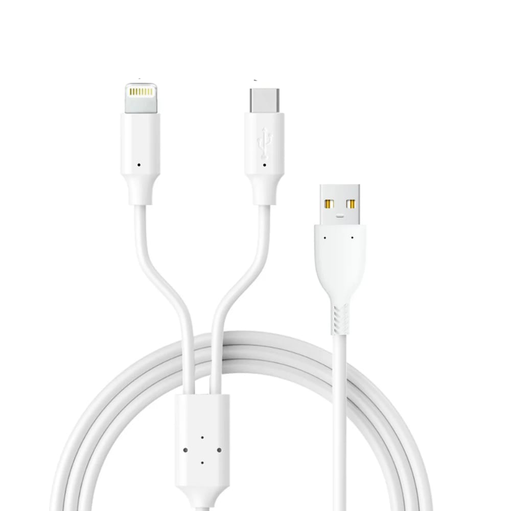 LA'FORTE 2 in 1 Pvc Soft and Superior Charging Cable 1.3 M (White) 1 Pcs