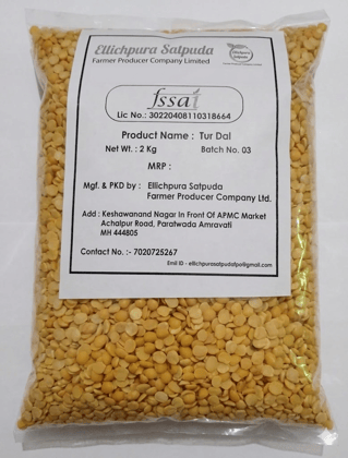 Ellichpura Satpuda FPO Tur Dal 2 kg Premium Quality Split Pigeon Pea