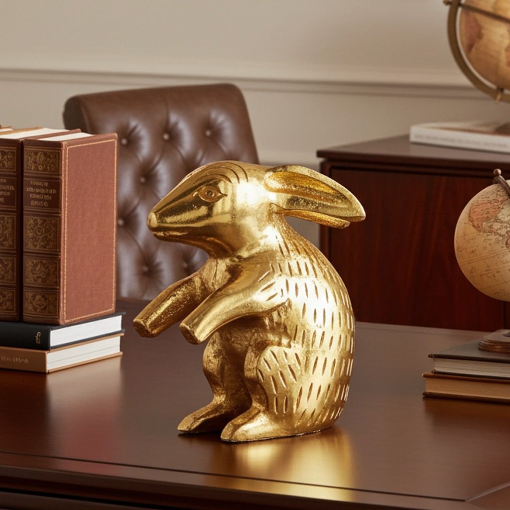 Aluminium Showpiece Rabbit Small Gold Statue (ASMAS144 C)