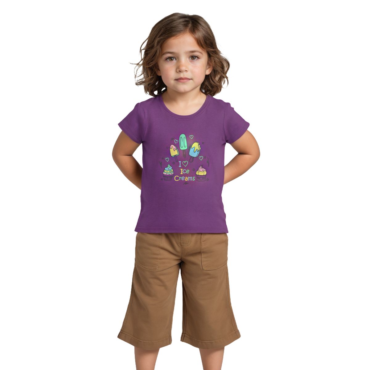 Girls T shirt Cotton Sparkling Grape Violet Love Ice Creams
