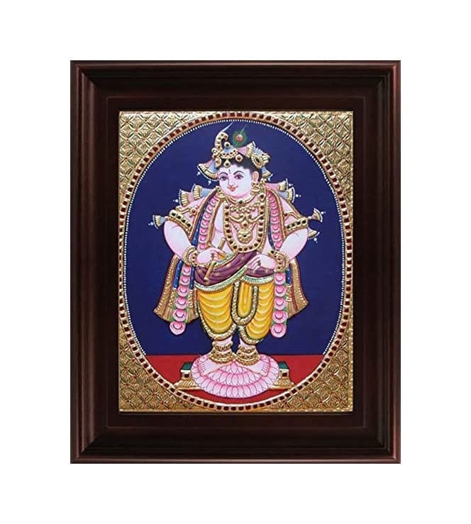 Vittoba Krishna Traditional Tanjore Painting By Authentic Handcrafted Method (Size 12x10)