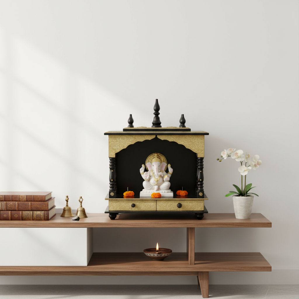 Wooden Indian Temple With Brass Fitting