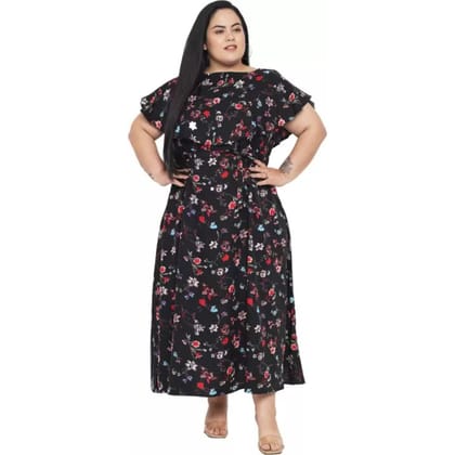 Women's Polyester Fit and Flare Black Dress Size 5XL (Black)