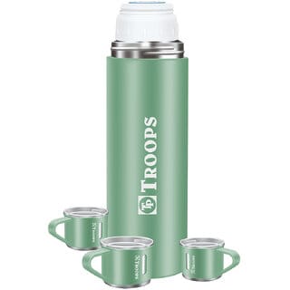 TP TROOPS Coffee Thermos Stainless Steel Vacuum Flask with 3 Steel Cup, 500ml/16.9oz Insulated Bottle