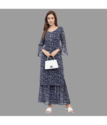 GALWIZ - White Georgette Women's Straight Kurti ( Pack of 1 )