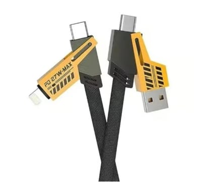 4-in-1 Fast Charging Cable  Multi Usb Cable With Usb-a, Type-c, Lightning, Micro Usb Connectors  65w Durable Nylon Braided Cable for Android, Iphone, Tablets, Power Banks