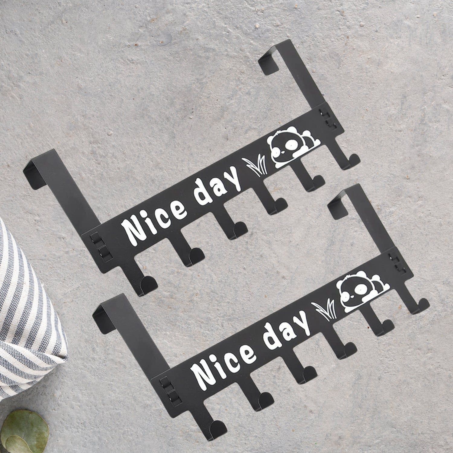 Heavy-Duty Carbon Steel Door Hook Hanger Rack (2 pc / 6 Hook / Black)