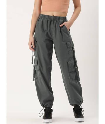 Bene Kleed Women Loose Fit High-Rise Over Dyed Cargo Parachute Trouser