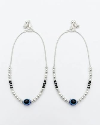 Vardaan Crystalx Women's Anklet, Silver with Evil Eye Protector stone. Elegant pair of Anklets is designed for Women's and Girls, Pack of 2. High-fashion aesthetic. Perfect for both festive occasions and everyday luxury. Fashion with Internal protection.
