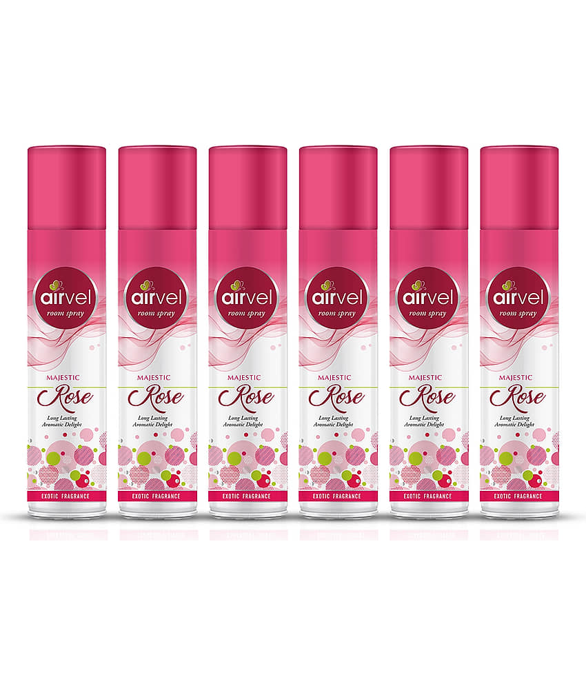 Airvel Rose Fragrance Room Spray Air Freshener for Home, Bathroom and Car 217ml ( Pack of 6 )