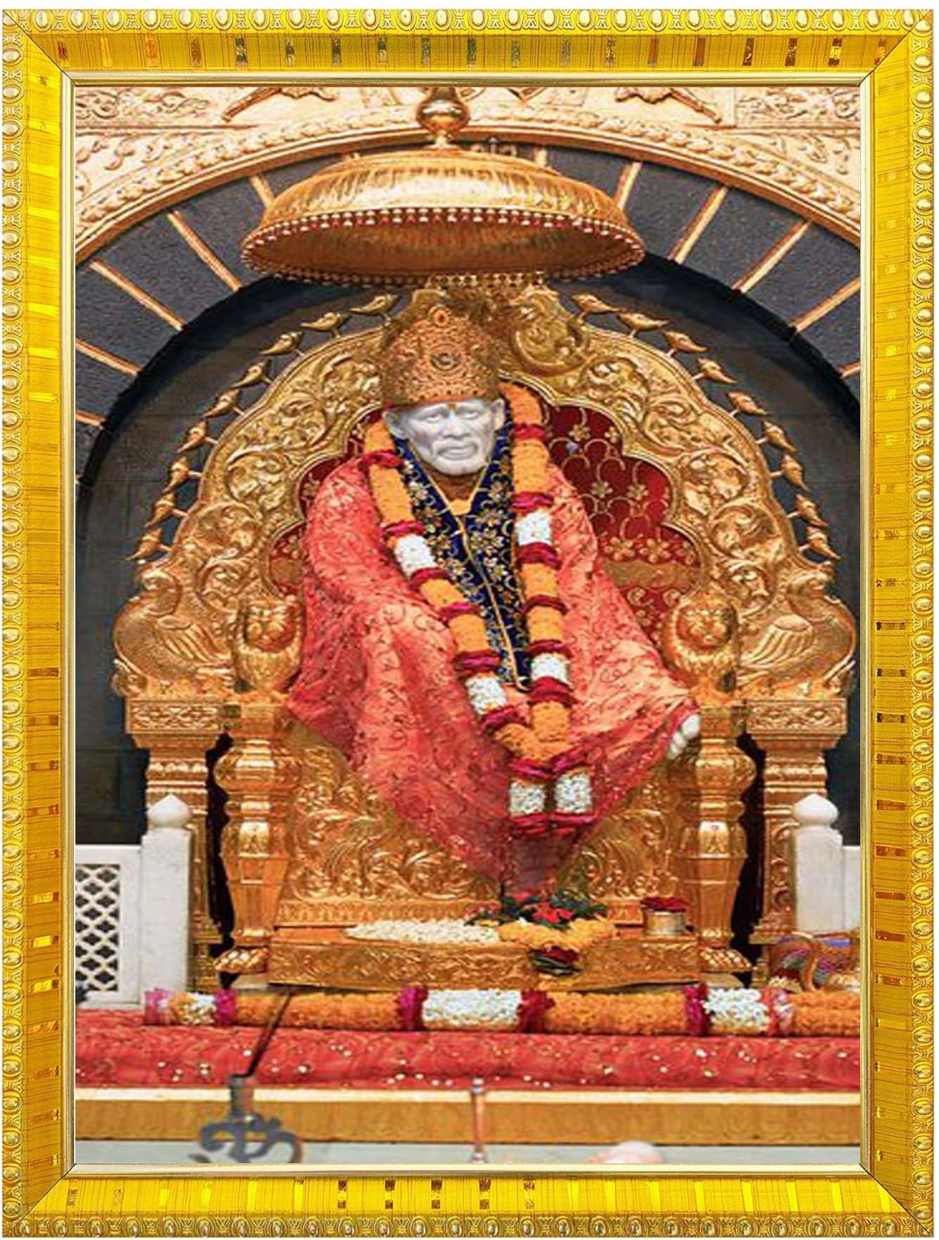 NOKKES Sai Baba Shirdi sai baba photo frame Golden 5X7 Inch Photo Frame_AQW8