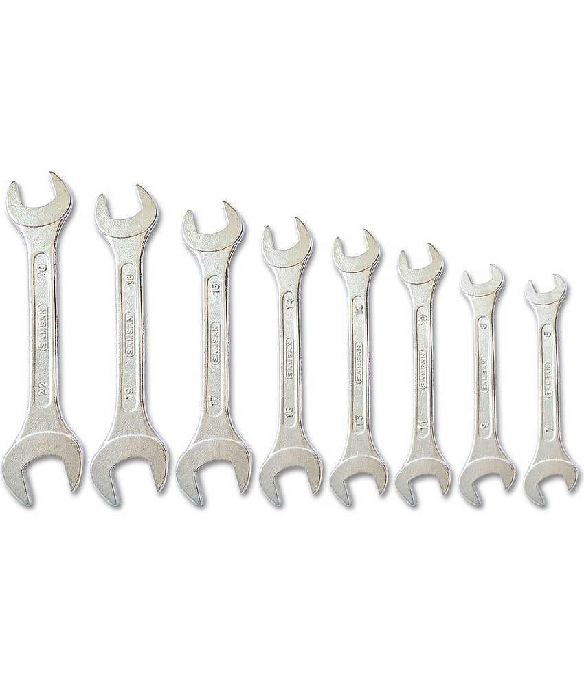 "Double Sided Open End Wrench Size: 6, 7, 8, 9, 10, 11, 12, 13, 14, 15, 16, 17, Open End Spanner Set of 8 Pc