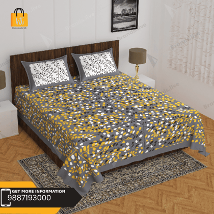3001-Hometrade India-Standard King Size (90*108 Inches)-Buy Pure Cotton Jaipuri Printed Flat King Size Double Bedsheet With 2 Matching Pillow Cover 3001-Hometrade India-Standard King Size (90*108 Inches)-Buy Pure Cotton Jaipuri Printed Flat King Size Double Bedsheet With 2 Matching Pillow Cover