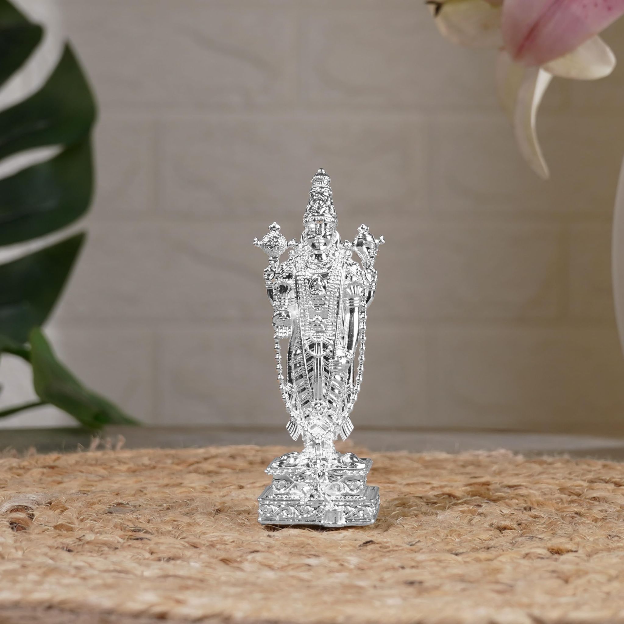 Artarium Venkteshwara Idol Venkteshwara Ji Murti (10.3 Inch | Silver Plated) Venkteshwara Silver Plated Lord Venkteshwara for Car Dashboard Home Decor Puja Room Decorative Showpiece Gift Item