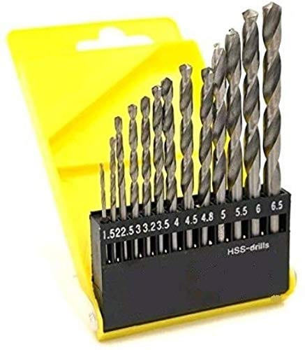 Inditrust 13 Pcs HSS Drill Bit Set (1.5mm to 6.5mm) | High Speed Steel Straight Shank Drill Bits for Wood, Metal, Plastic & Wall Drilling | Multipurpose Power Tool Accessories