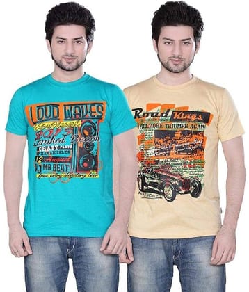 Zebu Pack of 2 Cotton Regular Fit Men's T-Shirt ( Multicolor )