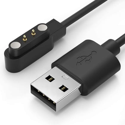 Lapster USB all types smartwatch charger cable for Boat Xtend,boat storm, W26 W26+ W26m W55+, Noise ColorFit Pulse, Colorfit Ultra/Ultra 2, All 2 Pin Watch (Cable Only black