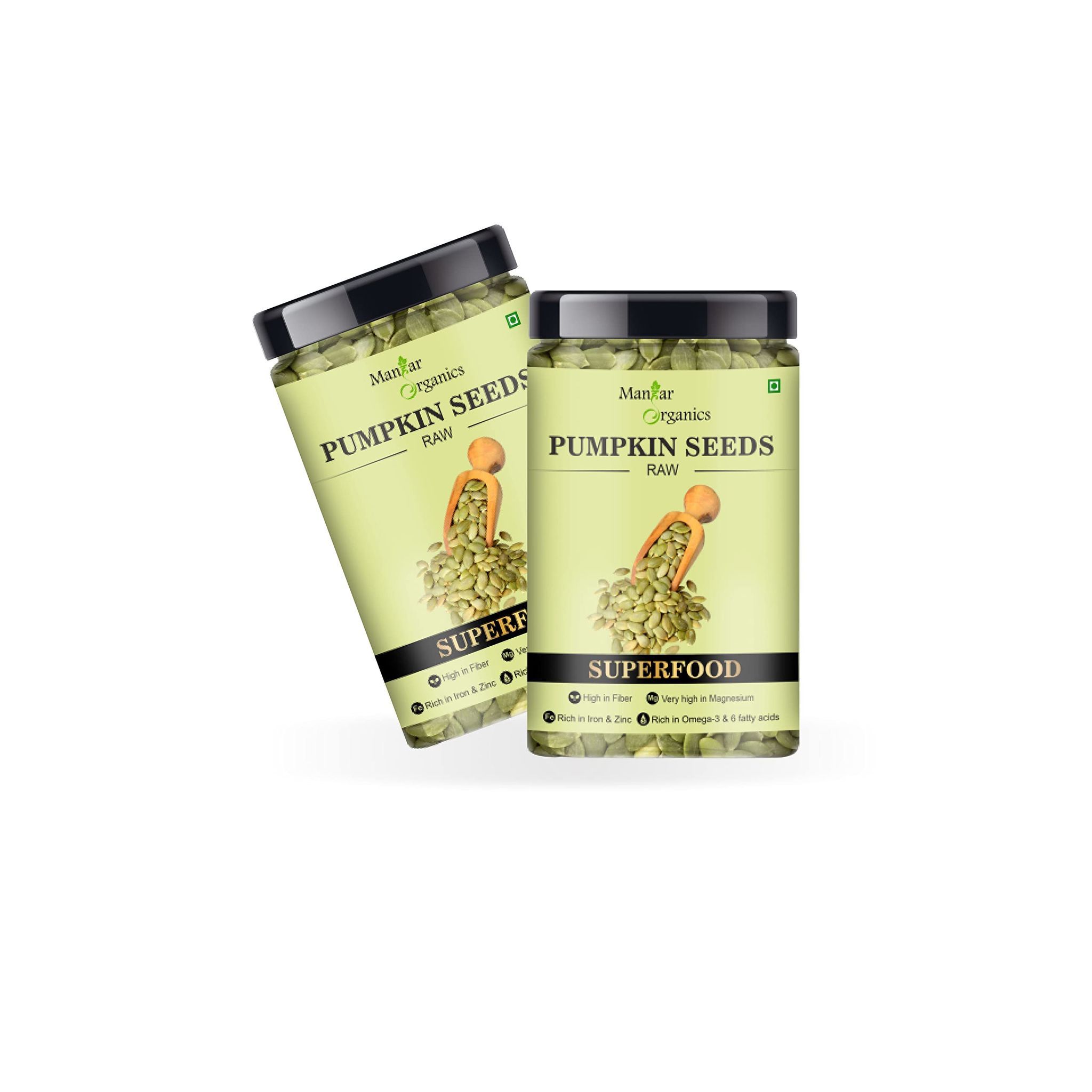 ManHar Organics Raw Pumpkin Seeds for eating 1050gm- AAA Grade |Protein and Fiber Rich Superfood| (pack of 2 ,525gm jar each)