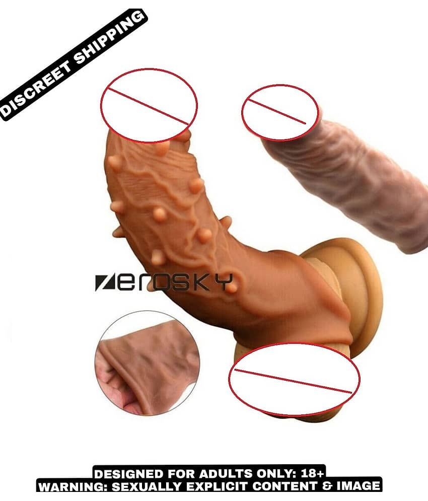 KAMAHOUSE STUDMAN SPIKY 6.75 INCH REUSABLE WASHABLE SILICONE DOUBLE HOLE PENIS SLEEVE