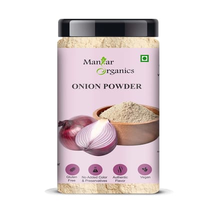 ManHar Organics Onion Powder | 100% Natural & Edible | Flavor Enhancer for Cooking, Seasoning & Marinades – Jar 350gm