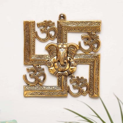 DreamKraft Ganesha Metal Statue, Ganpati Wall Hanging Sculpture