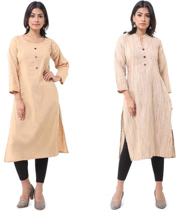 DESHBANDHU DBK - Multicolor Cotton Women's Straight Kurti ( Pack of 2 )