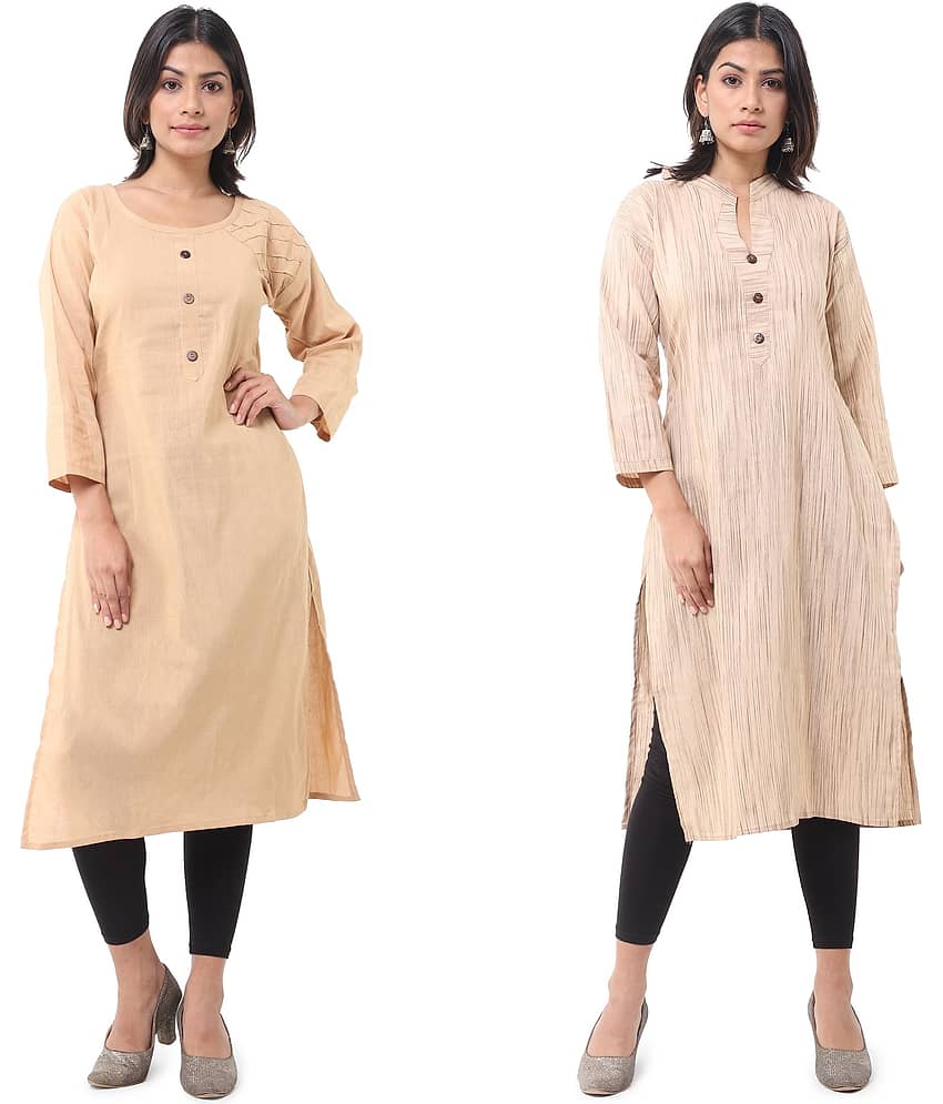 DESHBANDHU DBK - Multicolor Cotton Women's Straight Kurti ( Pack of 2 )